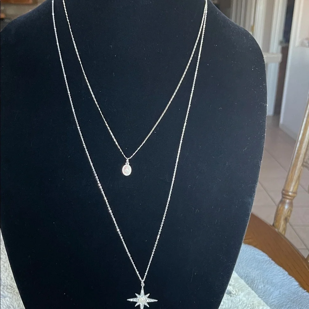 Liz Claiborne Silver Double Layer Star Necklace - Picture 4 of 6